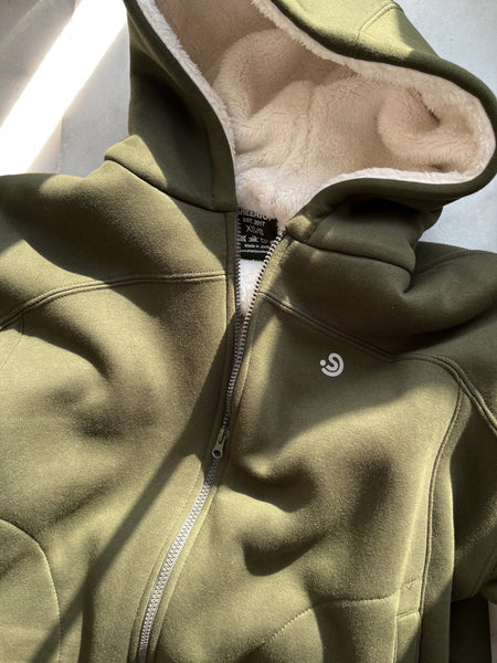 Forest Green/ White Fur Hoodie