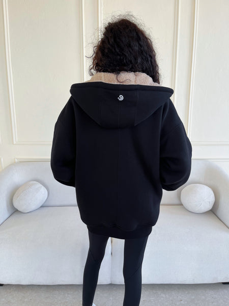 Black/ Brown Fur Hoodie