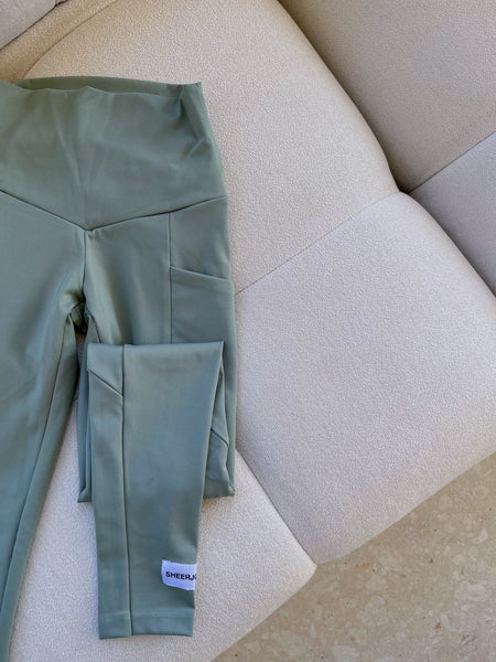 Olive Green Yoga Pants With Pockets