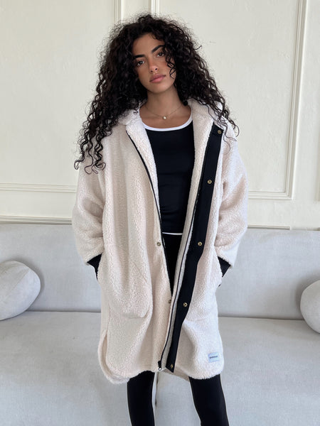 Black / Off White Teddy Coat