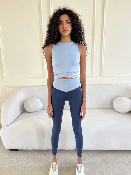 2 Tone Navy/Sky Blue Yoga Pants