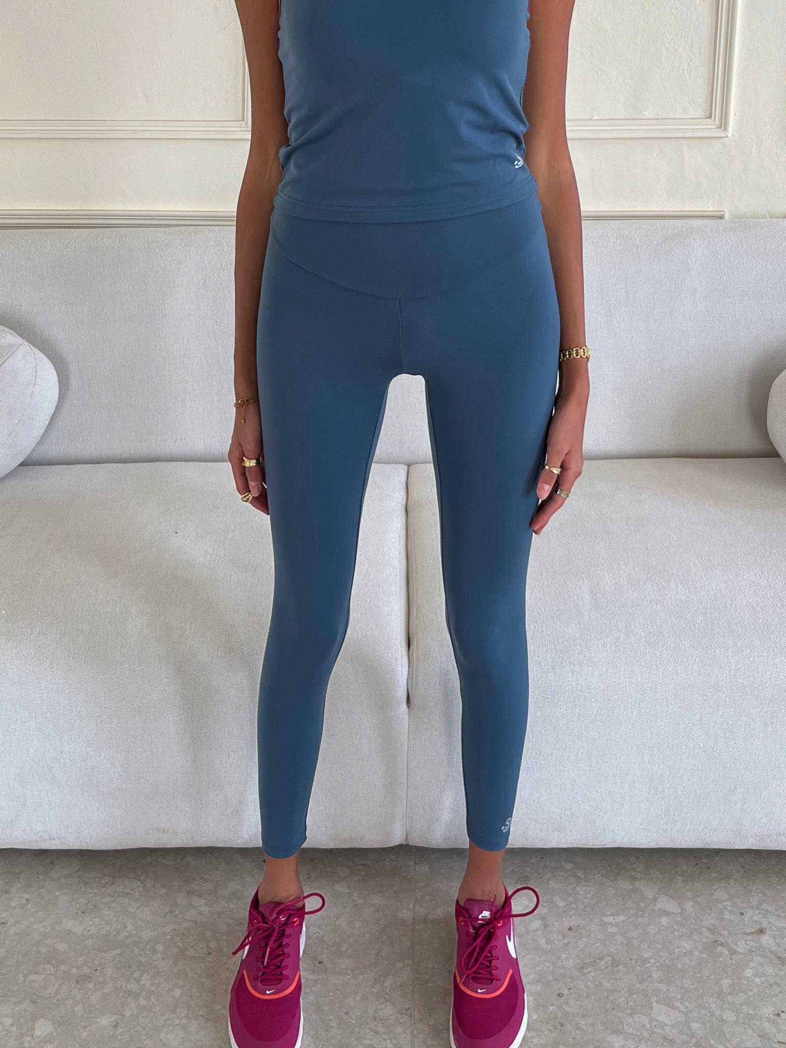 Ocean Blue/Desert Rose Piping Yoga Pants