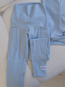 Sky Blue Yoga Pants With Pockets